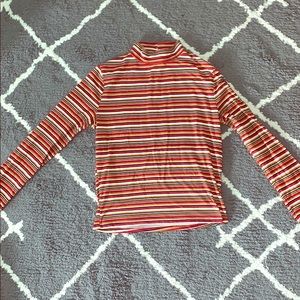 Forever 21 striped mock neck long sleeve t-shirt